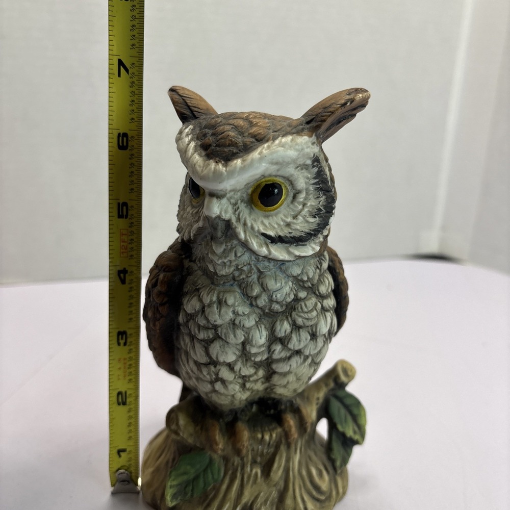 Vtg Ardco Brown And White Owl on Tree Stump Figurine C-3213 Made in Taiwan - Picture 9 of 9